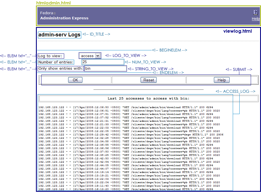 Log View Page Elements