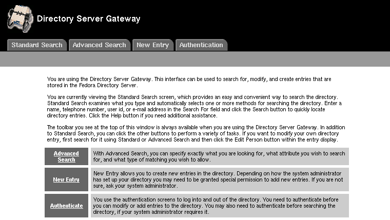 Directory Gateway Main Window