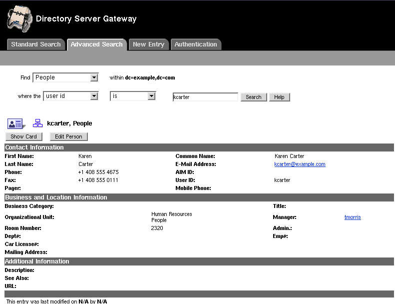 Directory Gateway Search & User